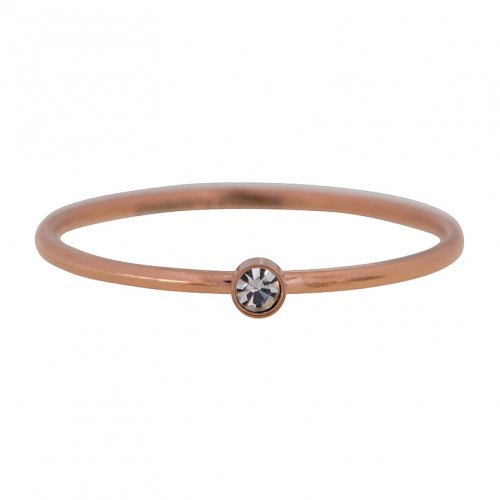 CHARMINS | ROSE/STALEN EXTRA SMALLE RING MET TRANSPARANT STEENTJE