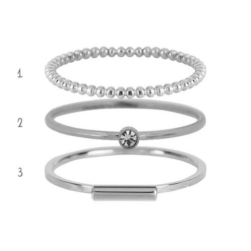 set ringen staal zilver