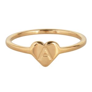 ring met letter a goud