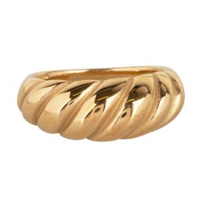 croissant ring van staal goud